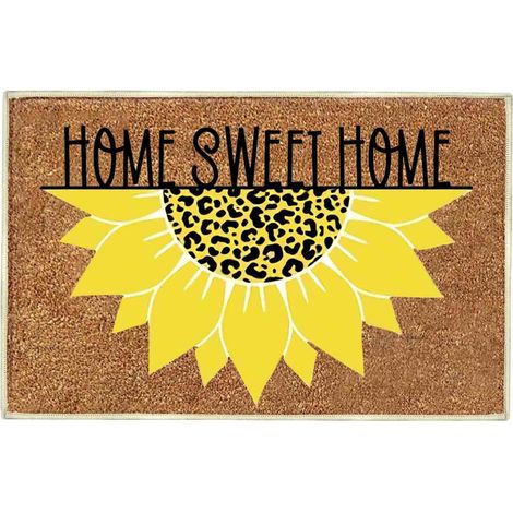 Tapis De Seuil - Tapis D'Entrée Fleur De Tournesol - 40 x 60 cm - En Velours Cristal Avec Semelle Antidérapante En Caoutchouc - Pour Extérieur Et Intérieur - 1 Pièce (1/5)
