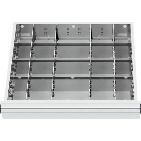 STIER Schubladeneinteilung Metalleinteilung BLH 100/125 mm Innenmaß 500x450 mm 20 Fächer 6 x TW 75 (1/4)