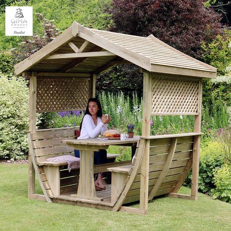 Zest Noah's Arbour Wooden Garden Seat Bench Shelter Sun Shade Trellis