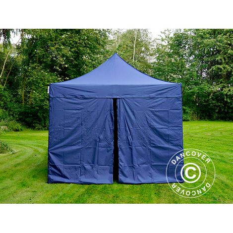 Tente pliante Chapiteau pliable Tonnelle pliante Barnum pliant FleXtents PRO Steel 3x3m Bleu foncé, avec 4 cotés (1/5)