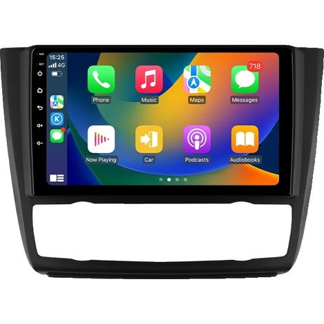 CarPlay, tamaño de pantalla, sistema de navegación, compatible con BMW Serie 1 E81 E82 E87 E88 AT MT Auto Manual, P3CP A Auto (1/2)