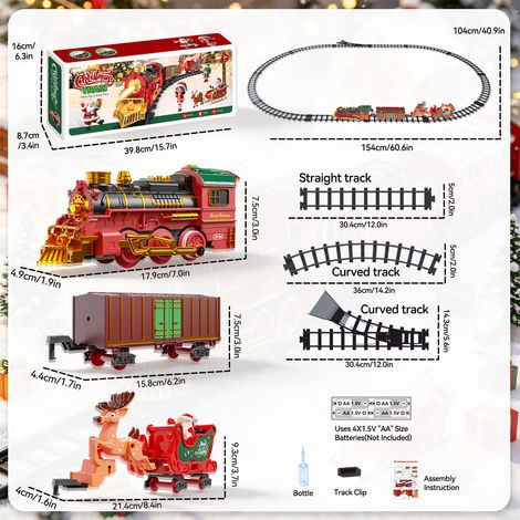Treno Elettrico di Natale Retrò con Binari, Luci e Musica – Set 41 Pezzi a Batterie, Design Vintage Elegante per Decorazioni Interne e Albero (1/5)