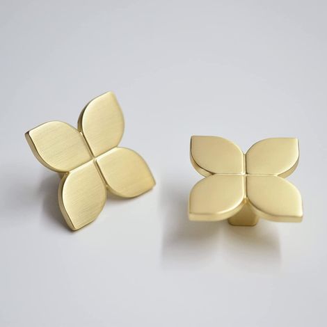 Lot de 6 boutons de tiroir dorés, poignées de porte en laiton, boutons de tiroir en laiton doré, poignées de porte de meuble - 42 x 42 x 23 mm