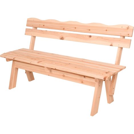 Massivholz Gartenbank 3-Sitzer mit Rückenlehne - 150 x 62 cm - Holz Sitzbank wetterfest 200 kg Belastbarkeit