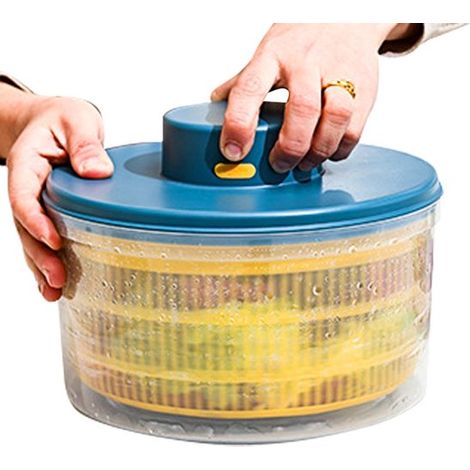 Deshidratador de ensaladas, Centrifugadora de ensaladas de 3 litros, Centrifugadora de ensaladas con carga USB, Secador de verduras eficiente, E (1/5)