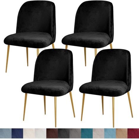 Set di coprisedie da pranzo con schienale curvo (4 pezzi, stile moderno medievale, nero) (1/5)