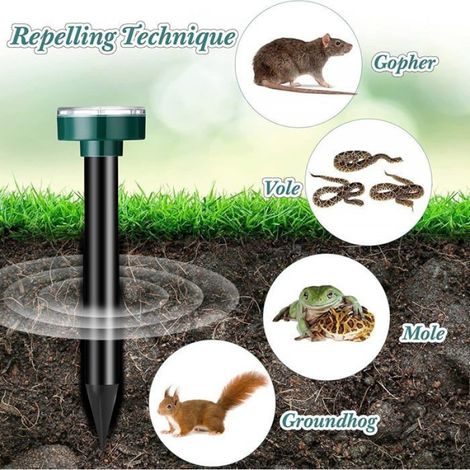 Répulsif Taupe - Ultrasons Solaire - Pour Jardin Pelouse Extérieur - 4 Pièces (1/4)