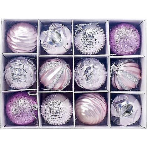 Lot de 12 petites boules de Noël rouges, 6 cm, en plastique, pour sapin de Noël. (1/4)