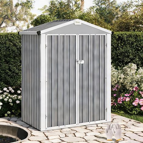 Abri de jardin cinzento en aço Galvanizado 133 x 87 x 178 cm (1/5)