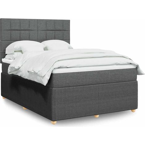 Boxspringbett mit Matratze Dunkelgrau 160x200 cm Stoff
