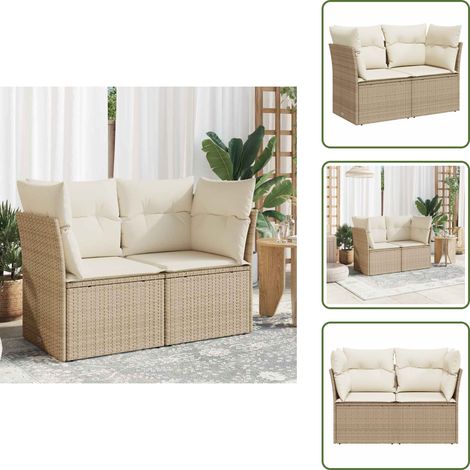 Canapé de jardin avec coussins 2 places beige résine tressée - Canapé De Jardin - Meuble De Jardin - Salon De Jardin - Résine Tressée - Rotin Synthétique (1/5)