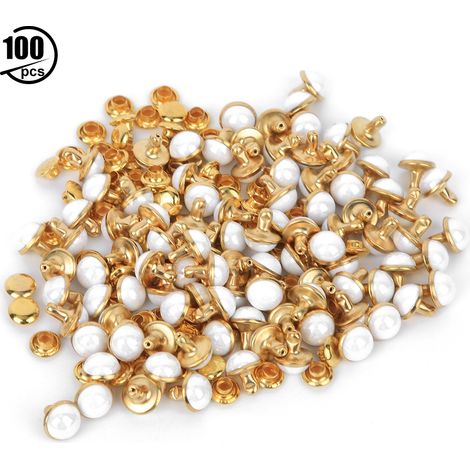 100 lots de rivets décoratifs semi-circulaires de 7,5 mm pour la décoration de vêtements et de sacs (blanc) (1/5)