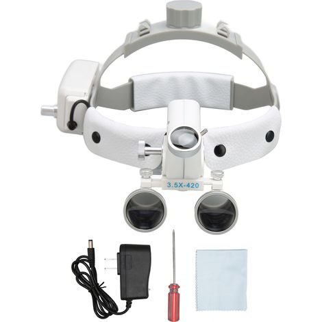 Loupe frontale dentaire LED 3.5X éclairage réglable distance focale 320-420mm rechargeable usage médical et loisirs confort optimal (1/5)