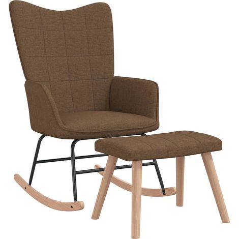 Chaise à bascule avec tabouret Marron Tissu (1/5)