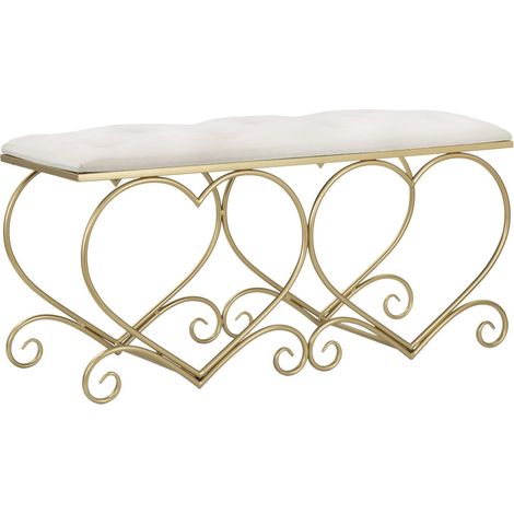 Panca Heart crema e gold – 105 x 37,5 x H 51,5 cm