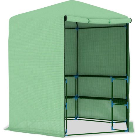 Serra tenda riparo piante fiori ortaggi con ripiani in acciaio 227 x 223 cm verde 020044649