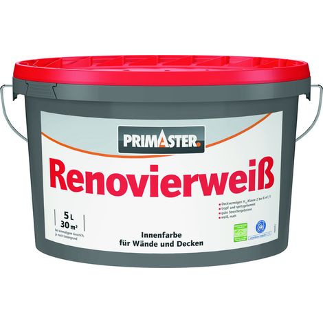 Primaster Wandfarbe Renovierweiß weiß 5 L