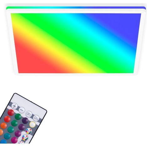 Panneau LED, plafonnier réglable, lampe de plafond, RGB, contrôle des couleurs, rétro-éclairage, télécommande, 22 Watt, 2700 Lumen, 4000 Kelvin, blanc, 420x420x28mm (DxH) (1/5)
