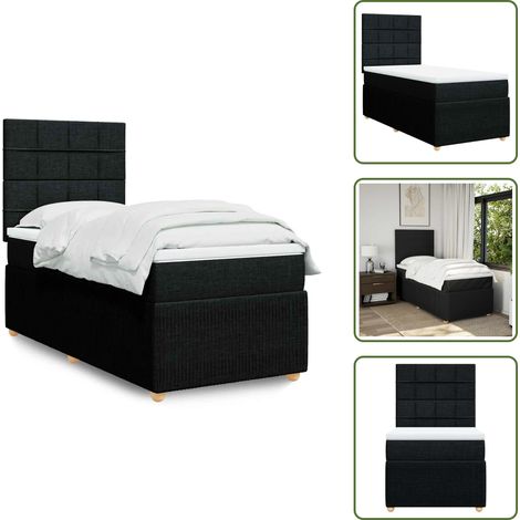 Boxspringbett mit Matratze Schwarz 100x200 cm Stoff - Boxspringbett - Boxspringbetten - Bett - Schlafzimmermöbel (1/5)