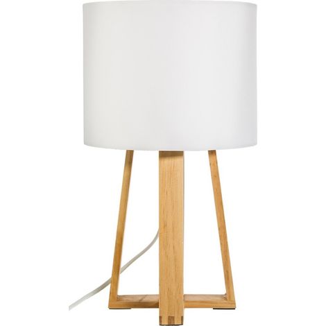 Lampe pied bois Molu blanc (1/4)
