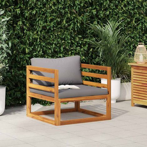 vidaXL Silla de jardín con cojines gris oscuro madera maciza acacia (1/5)