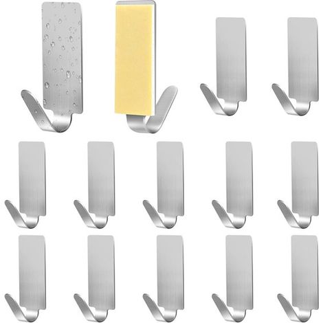 Wandhaken Handtuchhaken 12 Stück selbstklebende Wandhaken selbstklebende Wandhaken für Küche und Bad nicht perforierte selbstklebende aus Edelstahl (1/5)