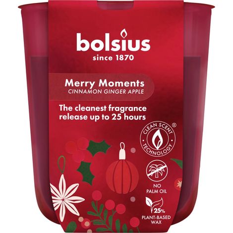 Bolsius Duftkerze im Glas true glow Ø 7,3 x 8 cm merry moments Duftkerze
