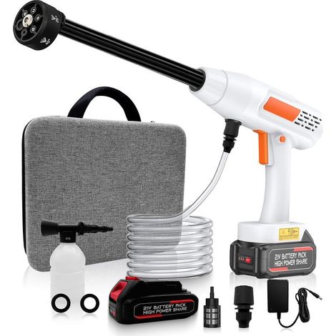 Nettoyeur Haute Pression sans Fil 30 Bar, Pistolet Haute Pression sur Batterie avec Buse Réglable 6 en 1, Cran de Sécurité, 1 x Batterie, Tuyau de 5M, pour Voiture, Jardin (1/5)