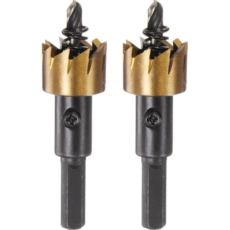 2pcs Trou Scies 19.5mm (49/64") M35 HSS (Haute Vitesse Acier) Titane Revêtu Perceuse Morceaux Coupeurs Ouvreurs pour Inox Acier Aluminium Alliage Métal Bois Plastique (1/5)