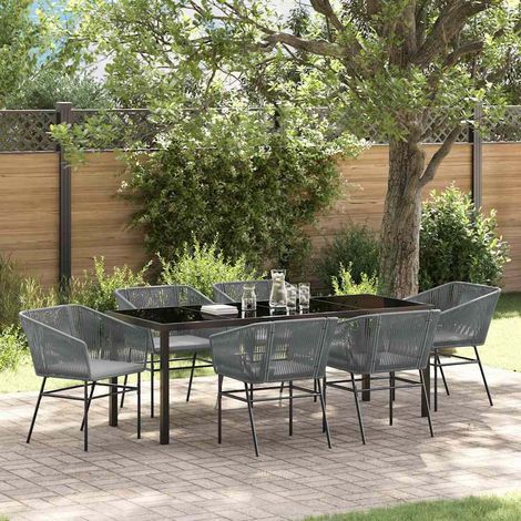 Garten Essgruppe 7 pcs Grau Pulverbeschichteter Stahl (1/5)
