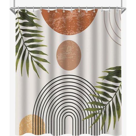Tenda da doccia - Tenda da doccia antimuffa - Tenda da doccia bohémien - Tenda da doccia astratta - Poliestere lavabile - 180 x 180 cm (1/5)