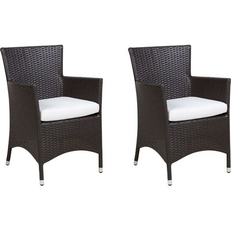 Set di 2 sedie da giardino in simil rattan in color marrone Italy