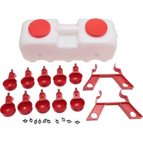 Distributeur d'eau pour volaille 10 L semi-automatique de grande capacité avec 10 tasses pour perroquet, caille, canard, style bol surdimensionné (1/5)