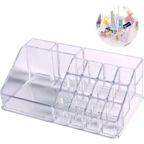 Bac de Rangement pour Maquillage en Acrylique Transparent Cosmétiques Maquillage Organisateur pour Rouge à Lèvres, Gloss à Lèvres Boîte de Rangement Maquillage Cosmétique (16 Compartiments)-Fei Yu