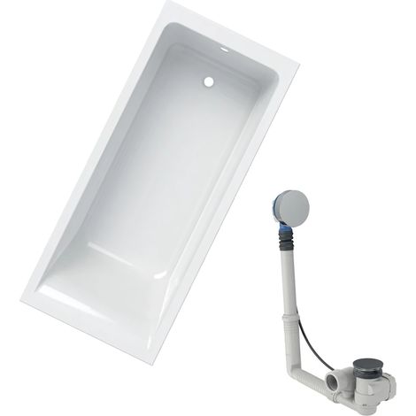 Baignoire acrylique sanitaire rectangulaire Geberit RENOVA PLAN 180x80cm avec pieds + Vidage avec actionnement rotatif, d52 - Geberit (1/5)