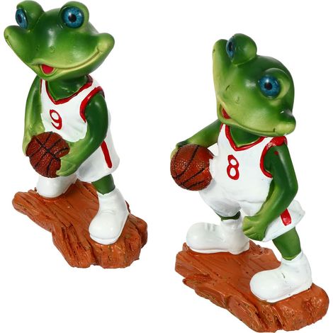 Figurines Couple de Grenouilles en Résine Verte et Blanche, Décoration de Table Créative et Mini pour Bureau ou Maison, Lot de 2 Pièces (1/5)