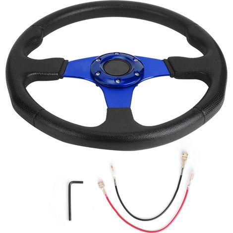 Volant de course sport 350mm (14 pouces) bleu, jante creuse, 6 boulons, accessoire de modification universel (1/5)