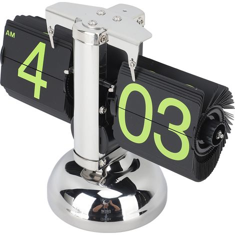 Horloge de bureau numérique rétro de style européen à affichage numérique 12 heures, en acier inoxydable 304, avec chiffres verts. Fonctionne automatiquement. Idéale pour le salon ou la maison. (1/5)