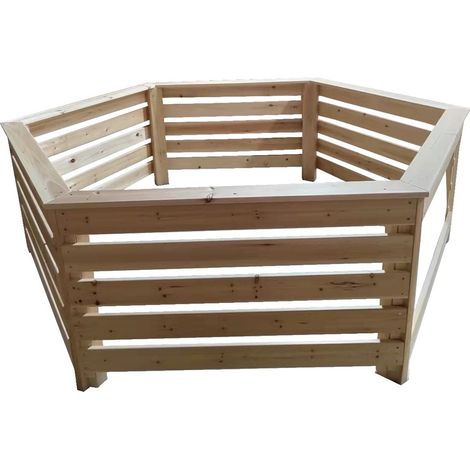 Habillage bois hexagonal pour spas et piscines gonflables – Sapin massif FSC – Dimensions 235x184x71cm – Montage facile – Habrita Foresta