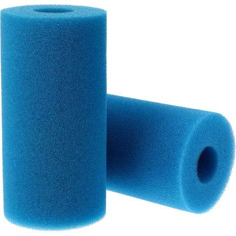 Filtre de Pompe de Piscine en Éponge Cylindrique, Lot de 2 Bleu, Réutilisable et Souple, pour Piscine et Spa, Format Compact pour Remplacement (1/5)