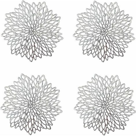 Sets de table noirs, sets de table ronds ajourés, sets de table ronds en plastique (argenté) (1/5)