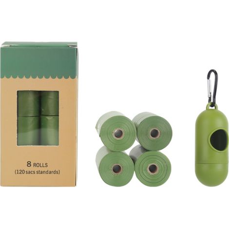 Lot de 60 sacs à déjections canines biodégradables, sacs a caca pour chien biodégradables, sacs d'excréments biodégradables pour animaux de compagnie,vert et insipide 4 rouleaux + 1 distributeur (1/5)