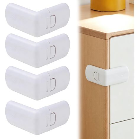 Juego de 4 cerraduras para armarios, cerraduras de seguridad para niños con interruptor doble de seguridad para bebés, cerradura para cajones, sin residuos.