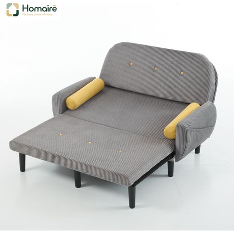Canapé en velours côtelé gris avec rangement 133,5 x 77 x 85 cm HOMAIRE (1/5)