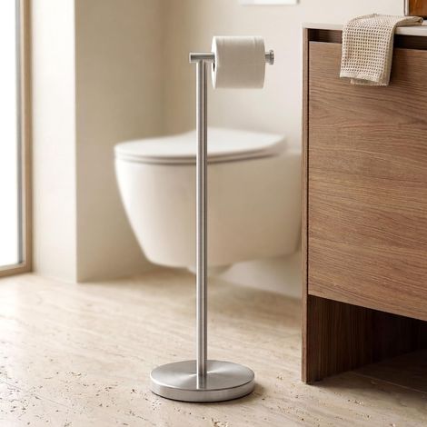 Porte Papier Toilette sur Pied 66CM (Version Plus Grande) Porte Rouleau Papier Toilette Dérouleur Toilettes Salle de Bain Acier Inoxydable 18/8 Brossé, BPH283S66-2 (1/5)