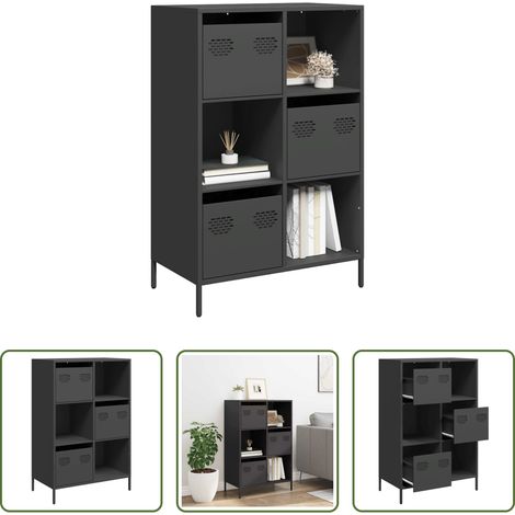 Schrank -  Highboard Schwarz 68x39x103,5 cm Stahl (1/5)