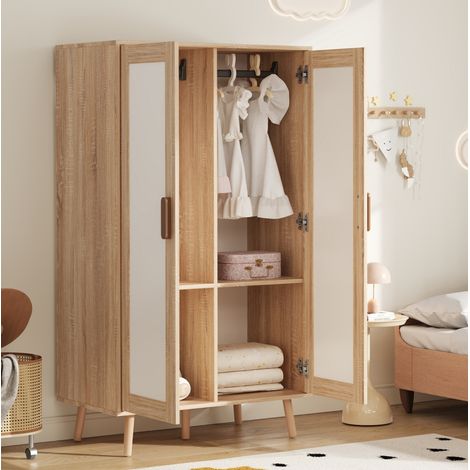 Armoire 2 portes 80x46x141,5 cm tringle MDF blanc OKMYHOME (1/5)