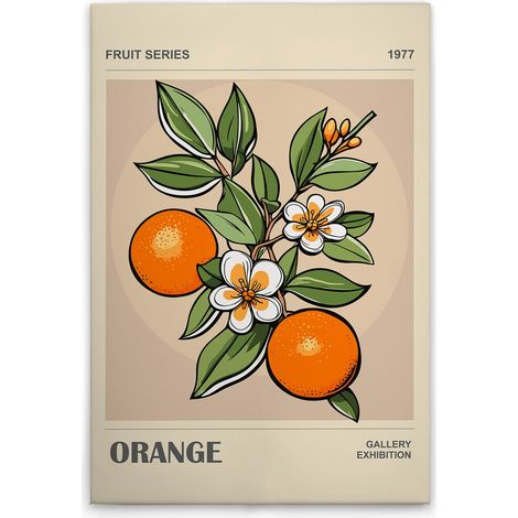 Leinwandbild Blechschild Retro Look Orangen M1-No.51773 - Kunstdruck auf Leinwand in Beige Grün - Wandbild 30 x 45 cm (1/5)