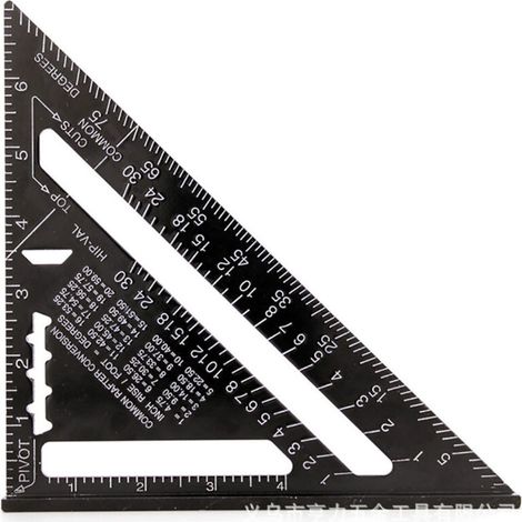 Equerre Menuisier MULTI FONCTIONS 180 mm Metal Aluminium Regle Équerre Trusquin Guide Raporteur Angle 45/ 90 Degres Outillage Charpentier Outil Traçage Guidage Menuiserie Bois - （Noir、7 pouces）