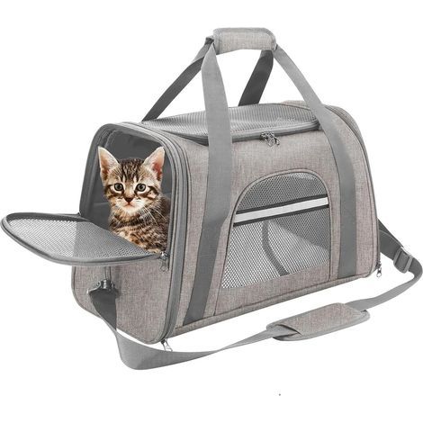 Sac de voyage pour chat 43x25x28 cm, tissu Oxford imperméable, transport sécurisé jusqu'à 15 lb (1/5)